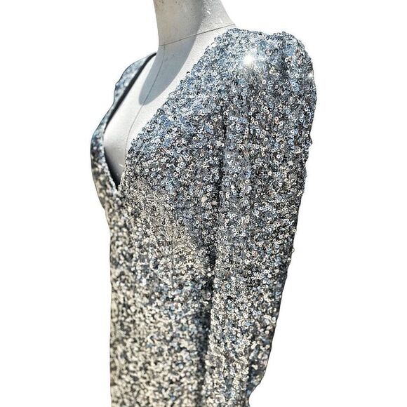 Lulu’s Silver Sequin Party Dress Size XL NWOT Fairycore Disco Bling - Picture 7 of 10